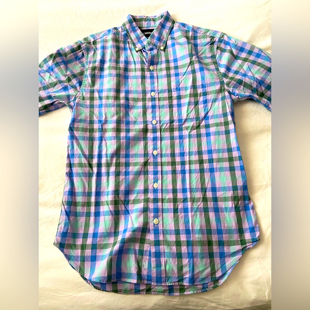 Bonobos lavender/green/blue patterned, lightweight shirt (Men’s XS)